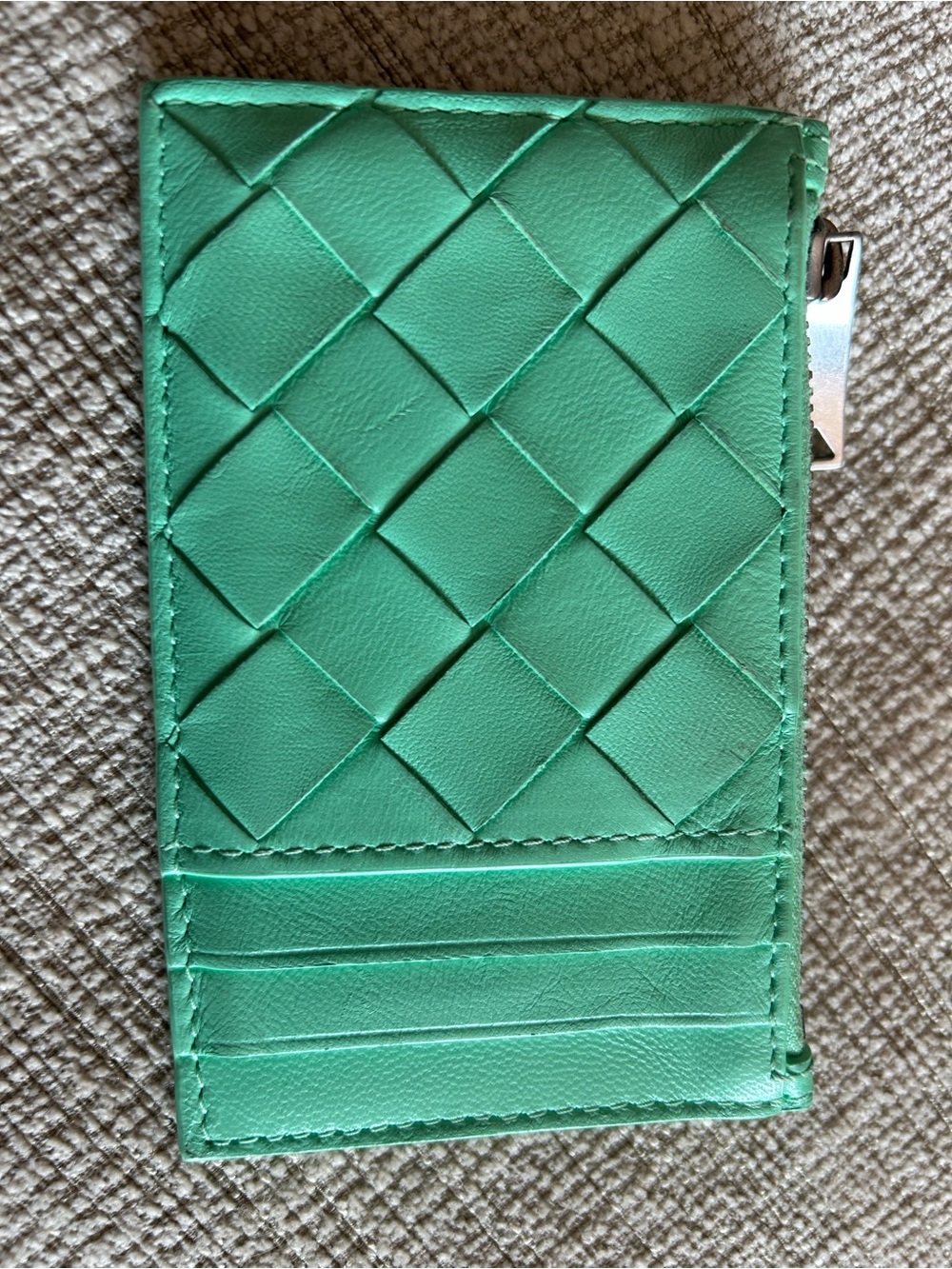 Bottega Veneta Mint Green Intrecciato Leather Card Case with Zip - Picture 11 of 12